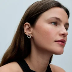 Pandora Clous d’Oreilles Cercle Organique Argent et Perles de Culture | Femme Boucles D'Oreilles