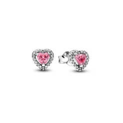 Pandora Clous d'Oreilles Cœurs Surélevés Roses | Femme Boucles D'Oreilles