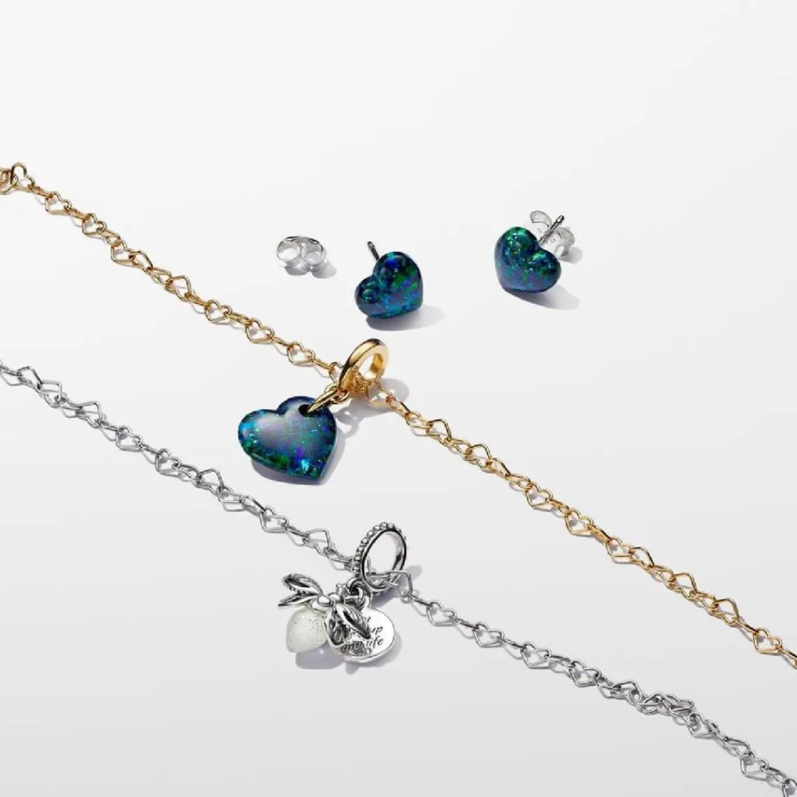 Pandora Clous d’Oreilles Cœur Vert Opalescent | Femme Boucles D'Oreilles