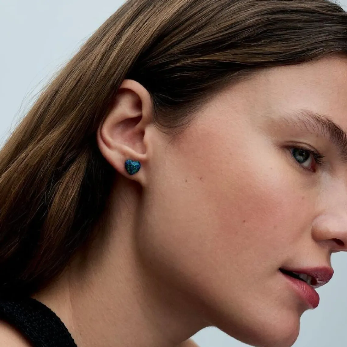 Pandora Clous d’Oreilles Cœur Vert Opalescent | Femme Boucles D'Oreilles