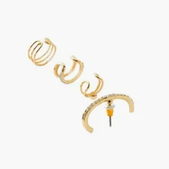 Balaboosté Clous D'oreilles Femme Set De Bo Cuffs Et Studs - 3502456354692 Métal Doré | Femme Boucles D'Oreilles