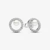 Pandora Clous d’Oreilles Halo Pavé et Perle de Culture | Femme Boucles D'Oreilles