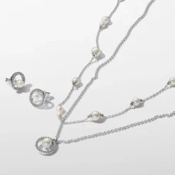 Pandora Clous d’Oreilles Halo Pavé et Perle de Culture | Femme Boucles D'Oreilles