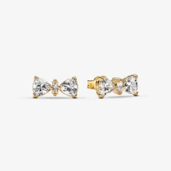 Pandora Clous d’Oreilles Nœud Scintillant Doré | Femme Boucles D'Oreilles