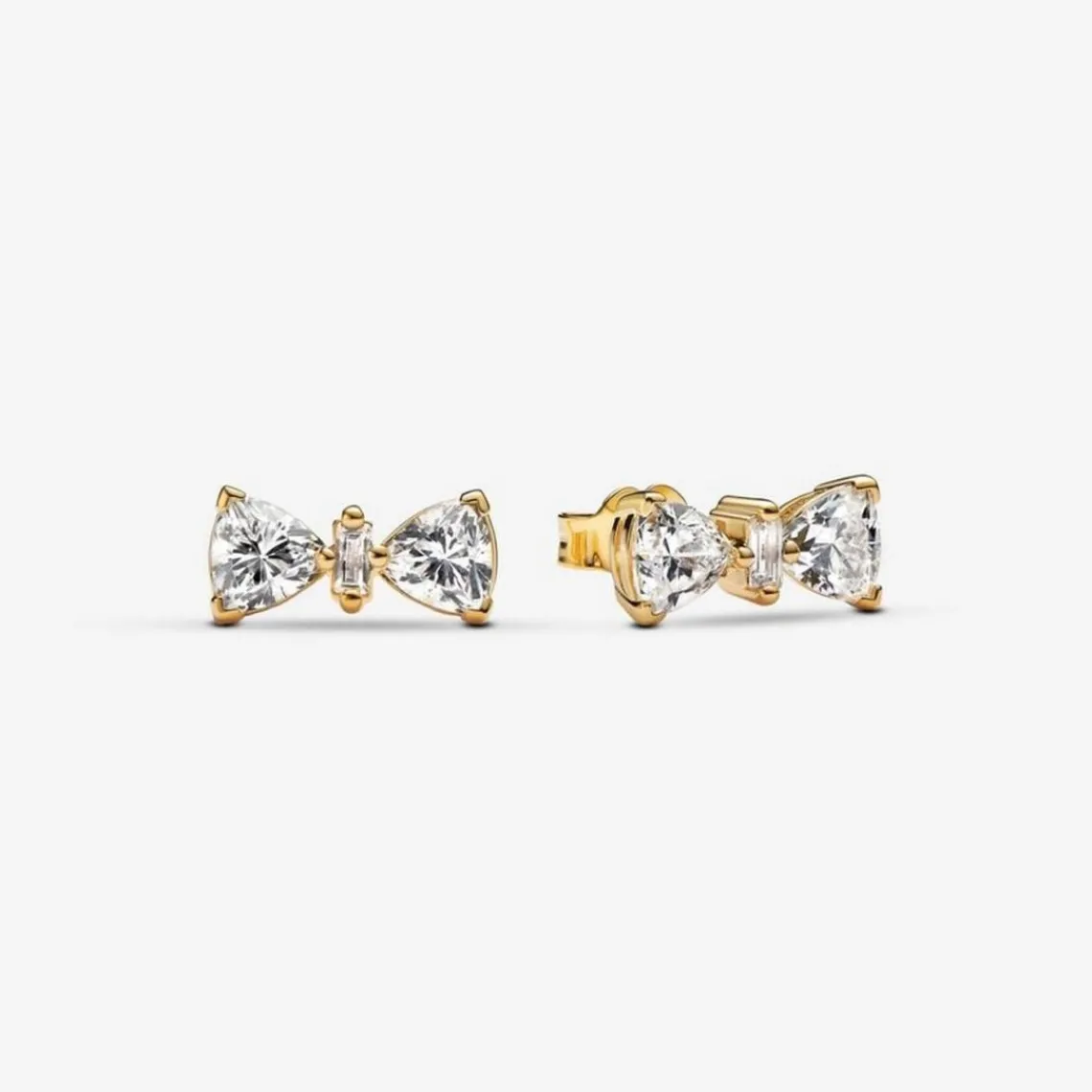 Pandora Clous d’Oreilles Nœud Scintillant Doré | Femme Boucles D'Oreilles