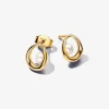 Pandora Clous d’Oreilles Ovale Organique et Perle de Culture | Femme Boucles D'Oreilles