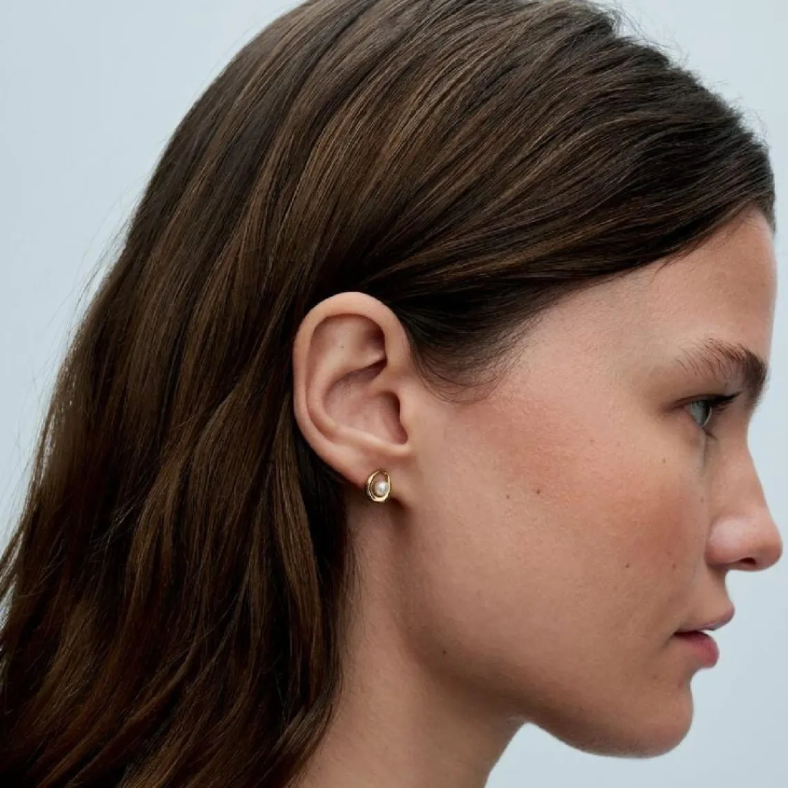 Pandora Clous d’Oreilles Ovale Organique et Perle de Culture | Femme Boucles D'Oreilles