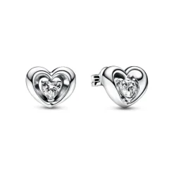 Pandora Clous d’Oreilles - Cœur Lumineux et Pierre Flottante | Femme Boucles D'Oreilles
