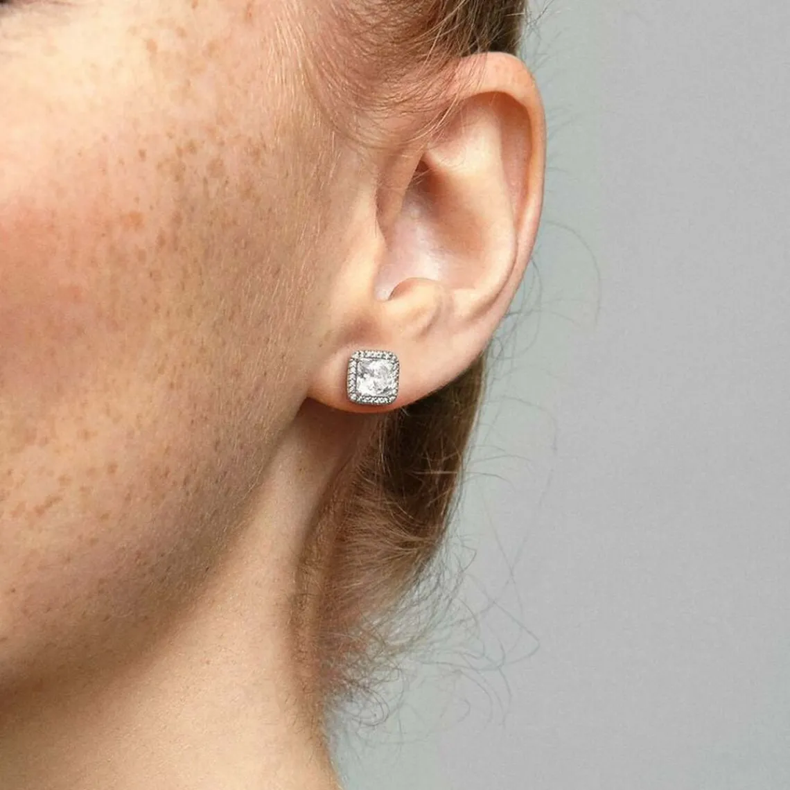 Pandora Clous d'Oreilles Signature Halo Scintillant Carrés | Femme Boucles D'Oreilles