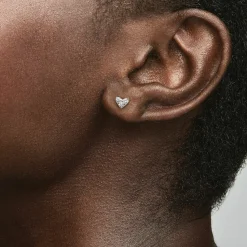 Pandora Clous d’Oreilles Timeless - Cœur Trois Pierres en Argent 925/1000 | Femme Boucles D'Oreilles