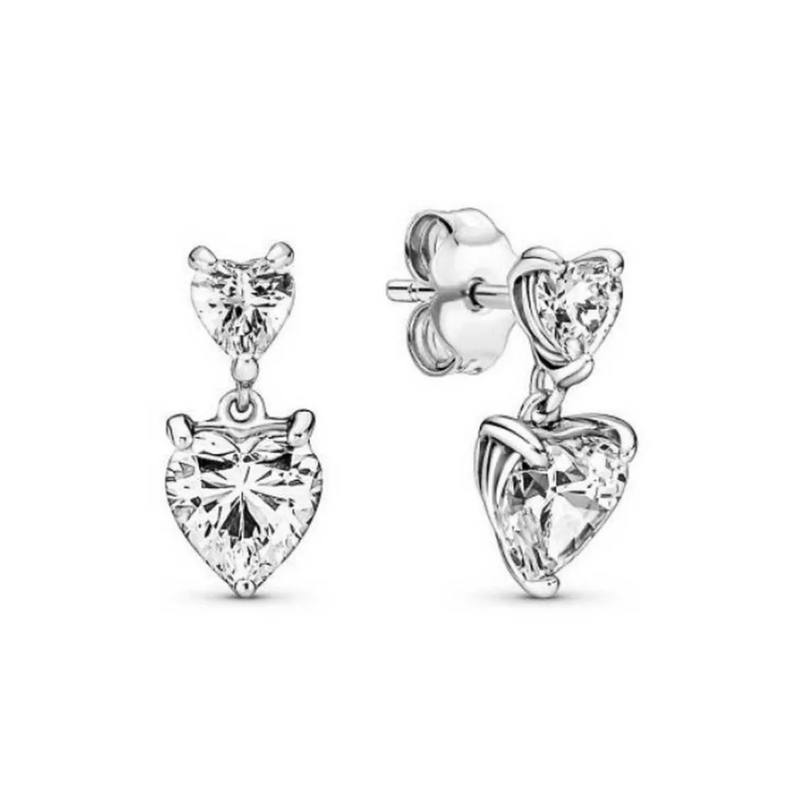 Pandora Clous d’Oreilles Timeless - Double Cœur Scintillant | Femme Boucles D'Oreilles