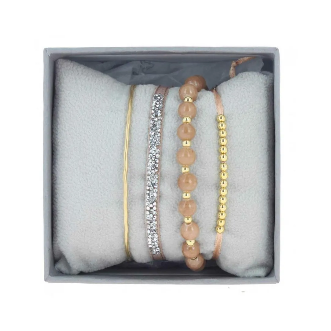 Les Interchangeables Coffret A54334 - Strass Box Jonc Fil Beige Rosé / clair Femme | Femme Bracelet