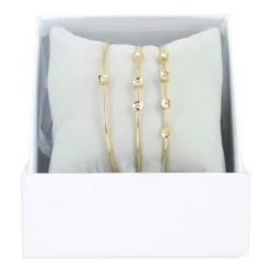 Les Interchangeables Coffret A58668 - 3 Joncs Sertis Fleurs Dorés Femme | Femme Bracelet