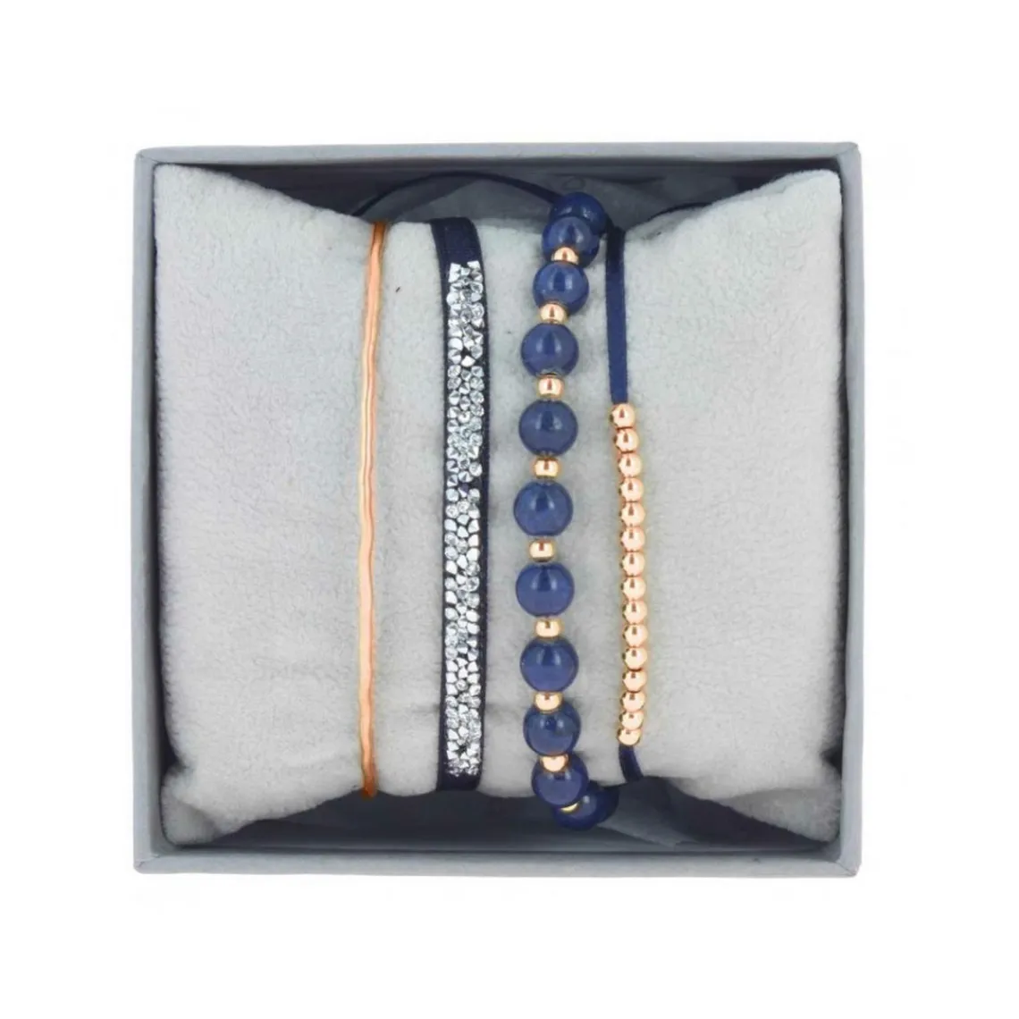 Les Interchangeables Coffret A54368 - Strass Box Jonc Fil Marine Femme | Femme Bracelet