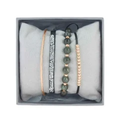 Les Interchangeables Coffret A54367 - Strass Box Jonc Fil Kaki Fonce Femme | Femme Bracelet