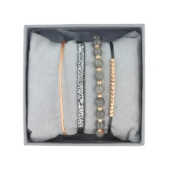 Les Interchangeables Coffret A54370 - Strass Box Jonc Fil Marron Fonce Femme | Femme Bracelet