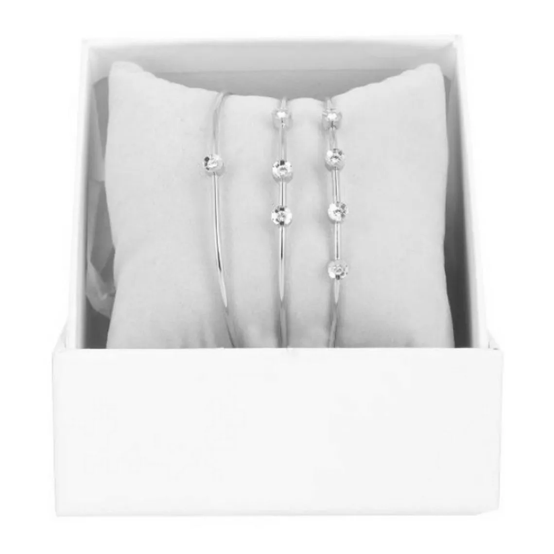 Les Interchangeables Coffret A58670 - 3 Joncs Sertis Fleurs Palladium Femme | Femme Bracelet