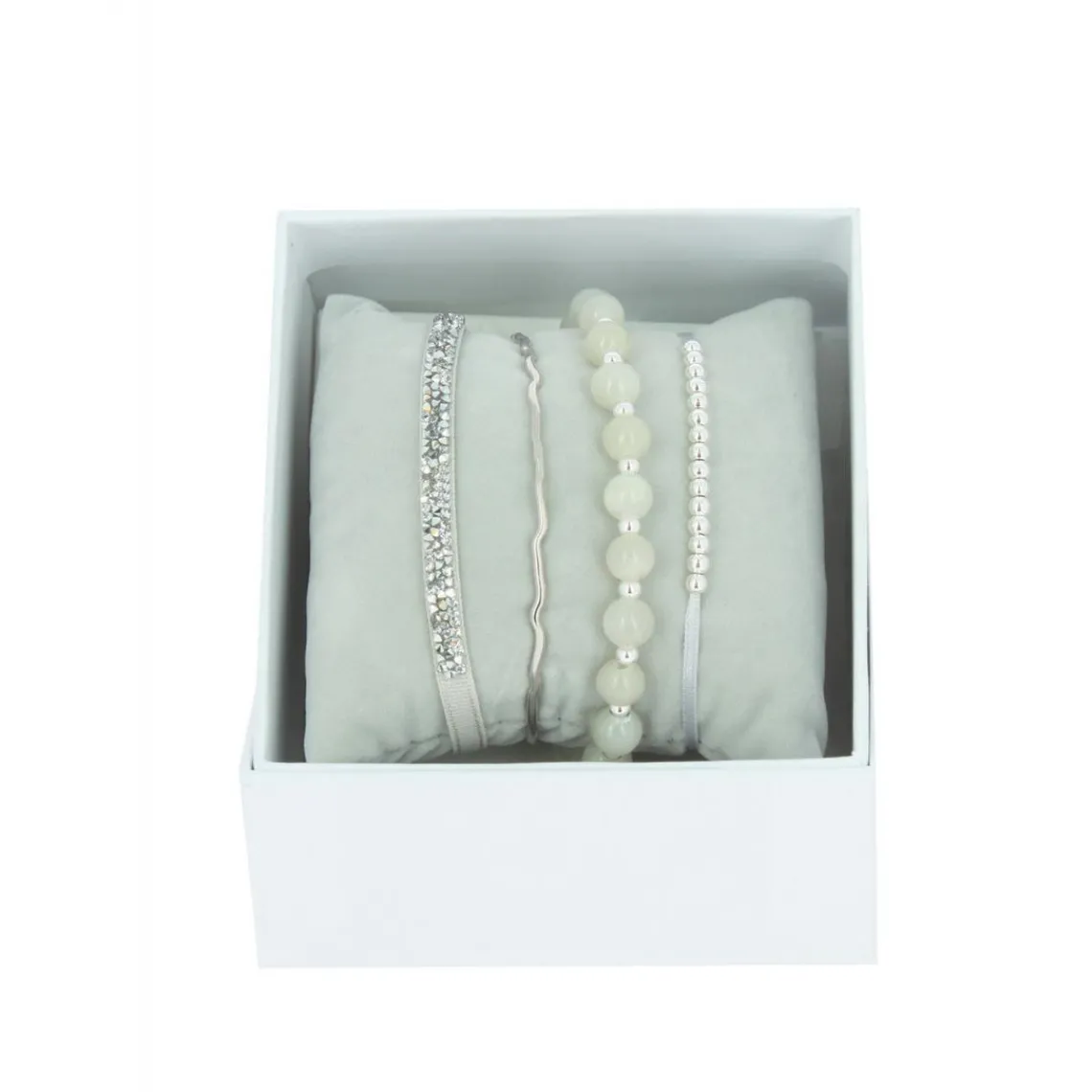 Les Interchangeables Coffret A54389 - Strass Box Jonc Fil Gris Femme | Femme Bracelet