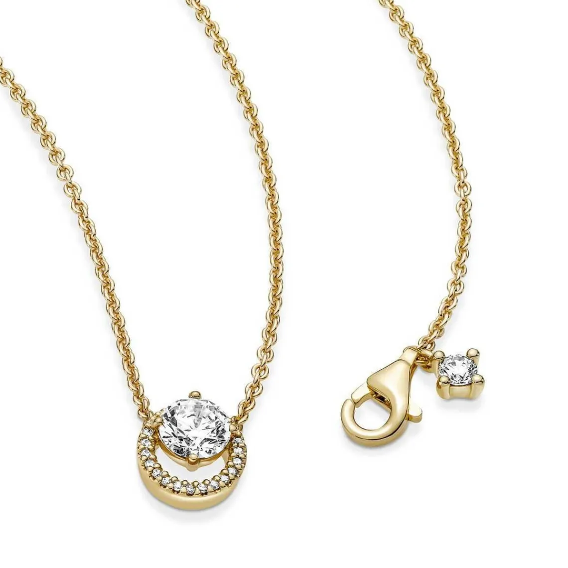 Pandora Collier avec Pendentif Timeless - Halo Rond Scintillant | Femme Collier Et Pendentif