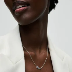 Pandora Collier Chaîne Love en Lettres Cursives Scintillant | Femme Collier Et Pendentif