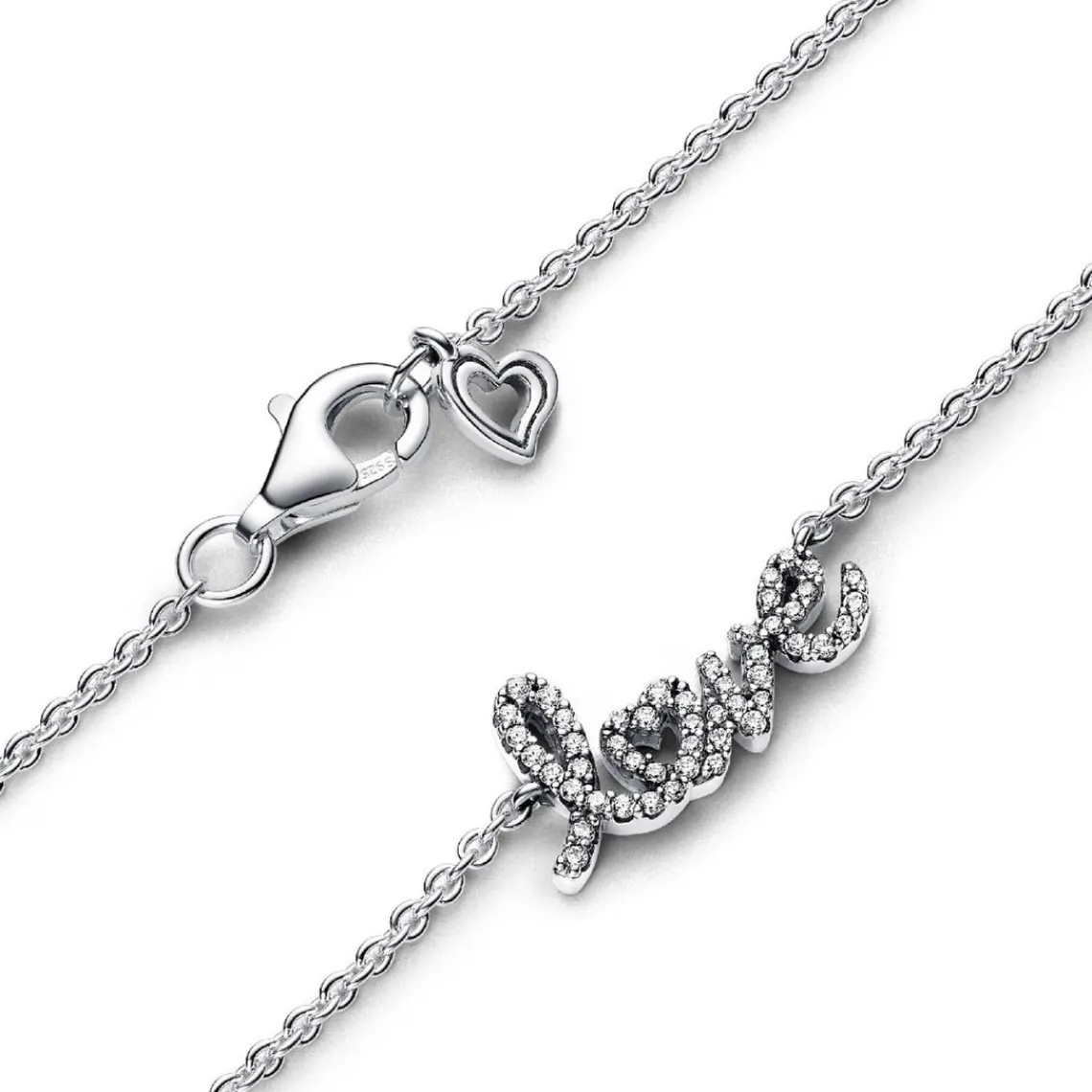 Pandora Collier Chaîne Love en Lettres Cursives Scintillant | Femme Collier Et Pendentif
