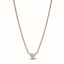 Pandora Collier Cœur Trois Pierres - Timeless Doré | Femme Collier Et Pendentif