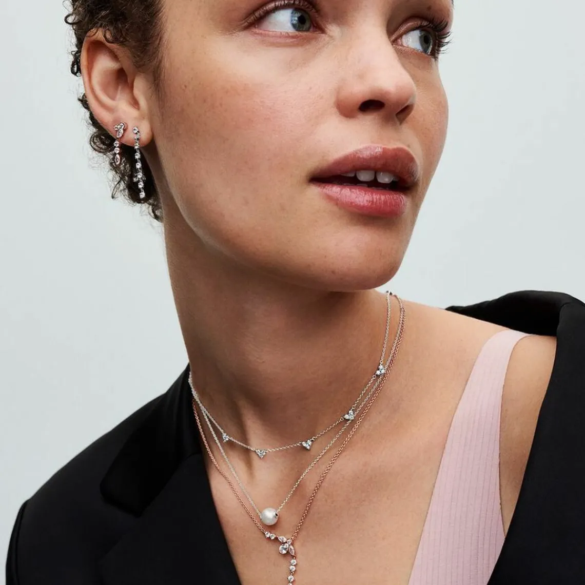 Pandora Collier Cœurs Trios de Pierres | Femme Collier Et Pendentif