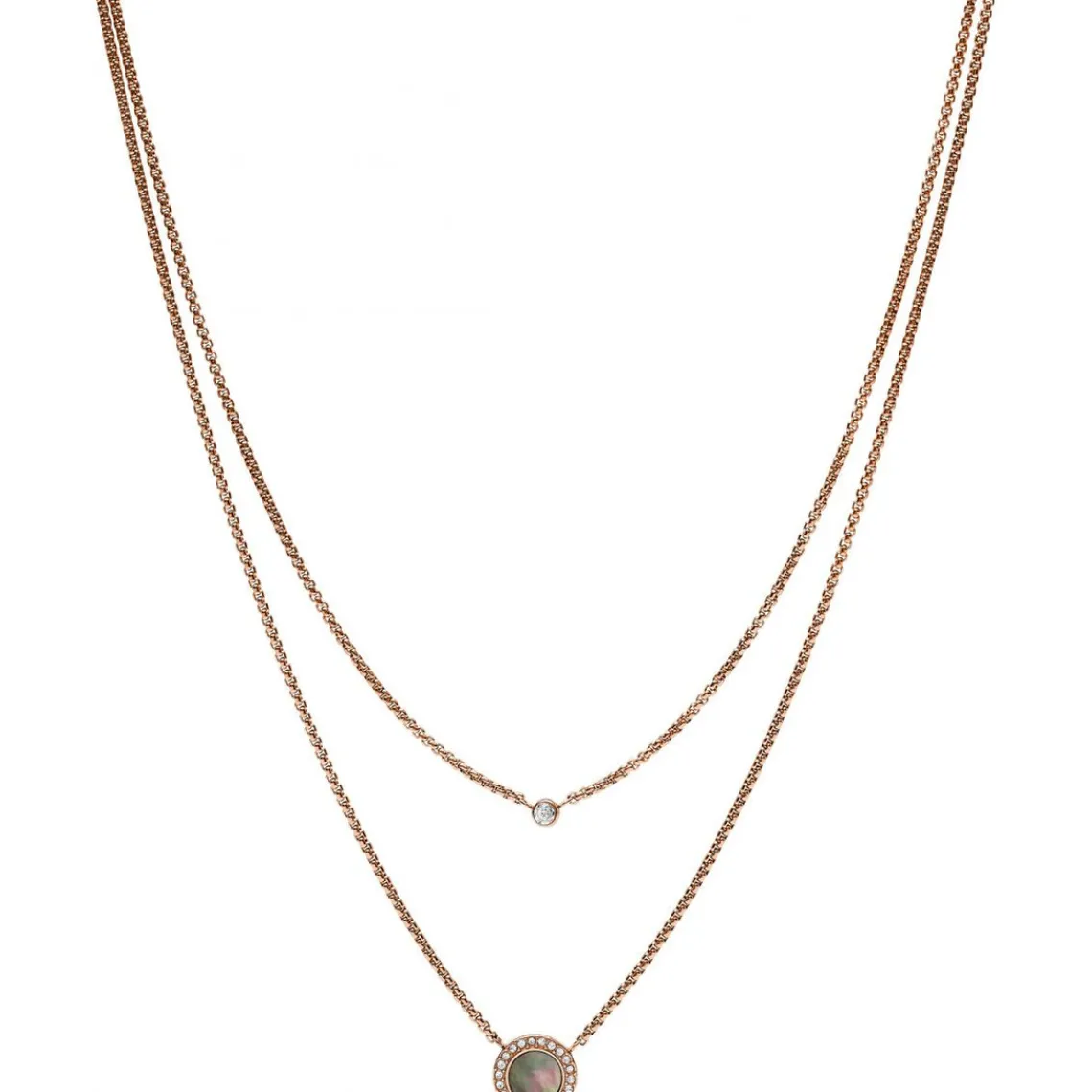 Fossil Bijoux Collier et pendentif JF02953791 - Collier et pendentif Acier Zircons Nacre Femme | Femme Collier Et Pendentif