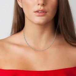Angèle M Bijoux Collier femme Angèle M - B2380-BLEU Acier Argent | Femme Collier Et Pendentif