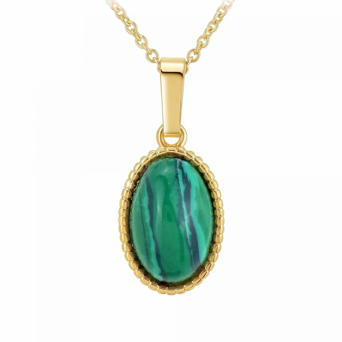 Angèle M Bijoux Collier femme Angèle M - B2458-MALACHITE Métal Doré | Femme Collier Et Pendentif