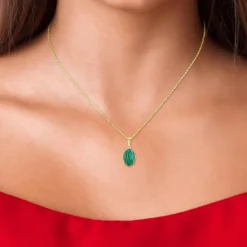 Angèle M Bijoux Collier femme Angèle M - B2458-MALACHITE Métal Doré | Femme Collier Et Pendentif