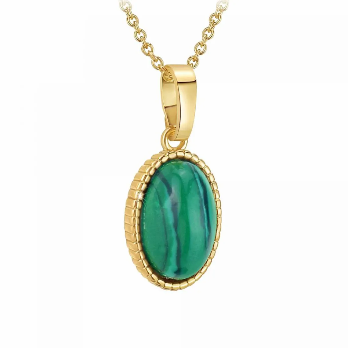 Angèle M Bijoux Collier femme Angèle M - B2458-MALACHITE Métal Doré | Femme Collier Et Pendentif