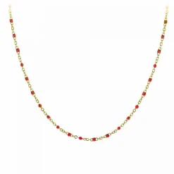 Angèle M Bijoux Collier femme Angèle M - B2394-ROUGE - Acier Doré | Femme Collier Et Pendentif
