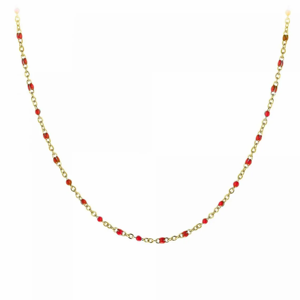 Angèle M Bijoux Collier femme Angèle M - B2394-ROUGE - Acier Doré | Femme Collier Et Pendentif