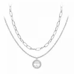 Angèle M Bijoux Collier femme Angèle M B2559 - Acier Argent | Femme Collier Et Pendentif
