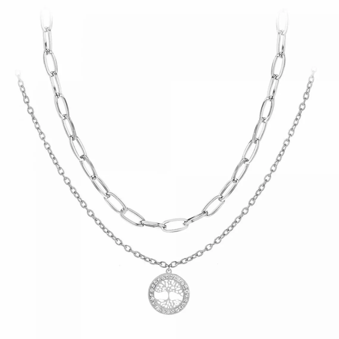 Angèle M Bijoux Collier femme Angèle M B2559 - Acier Argent | Femme Collier Et Pendentif