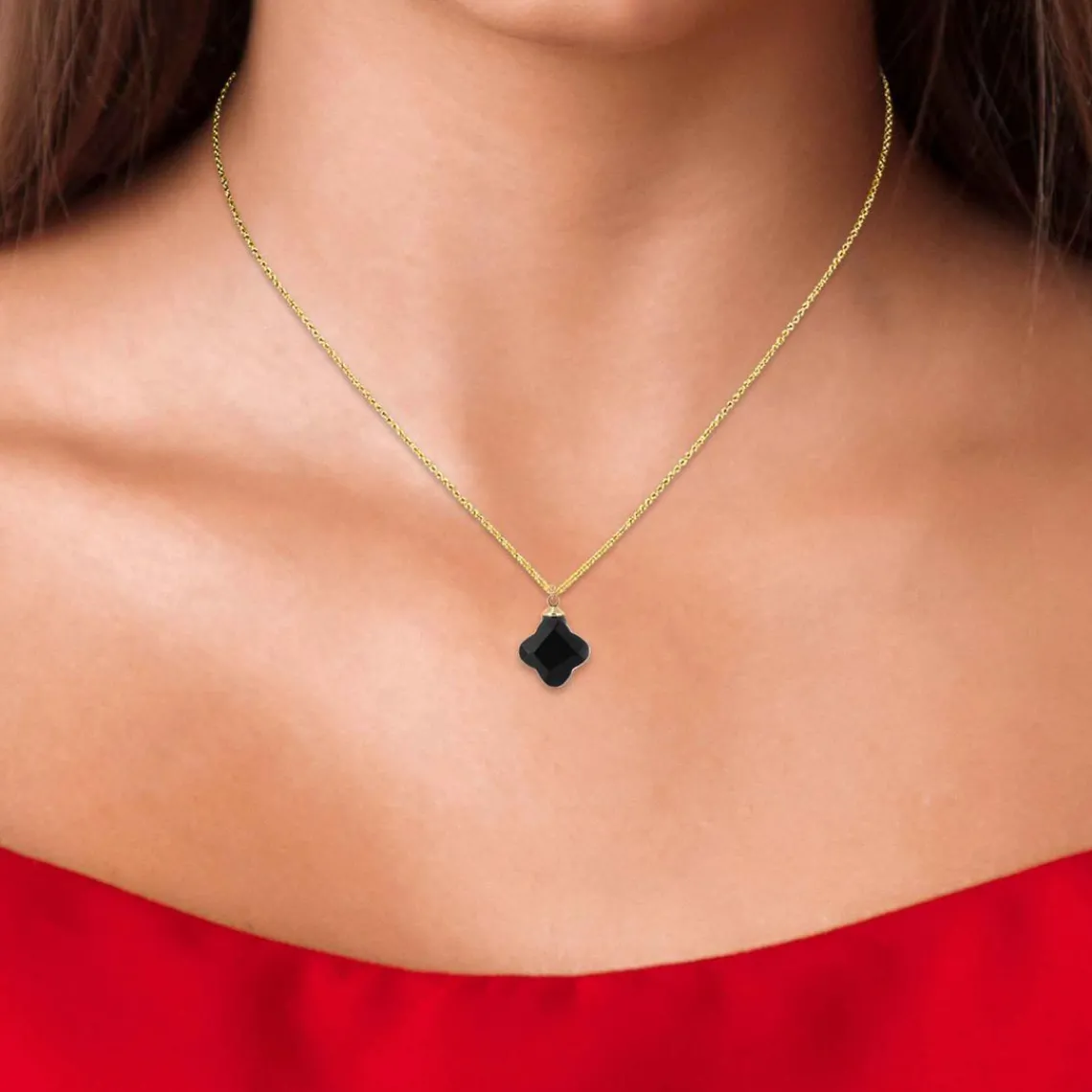 Angèle M Bijoux Collier femme Angèle M B2481-NOIR - Métal Doré | Femme Collier Et Pendentif