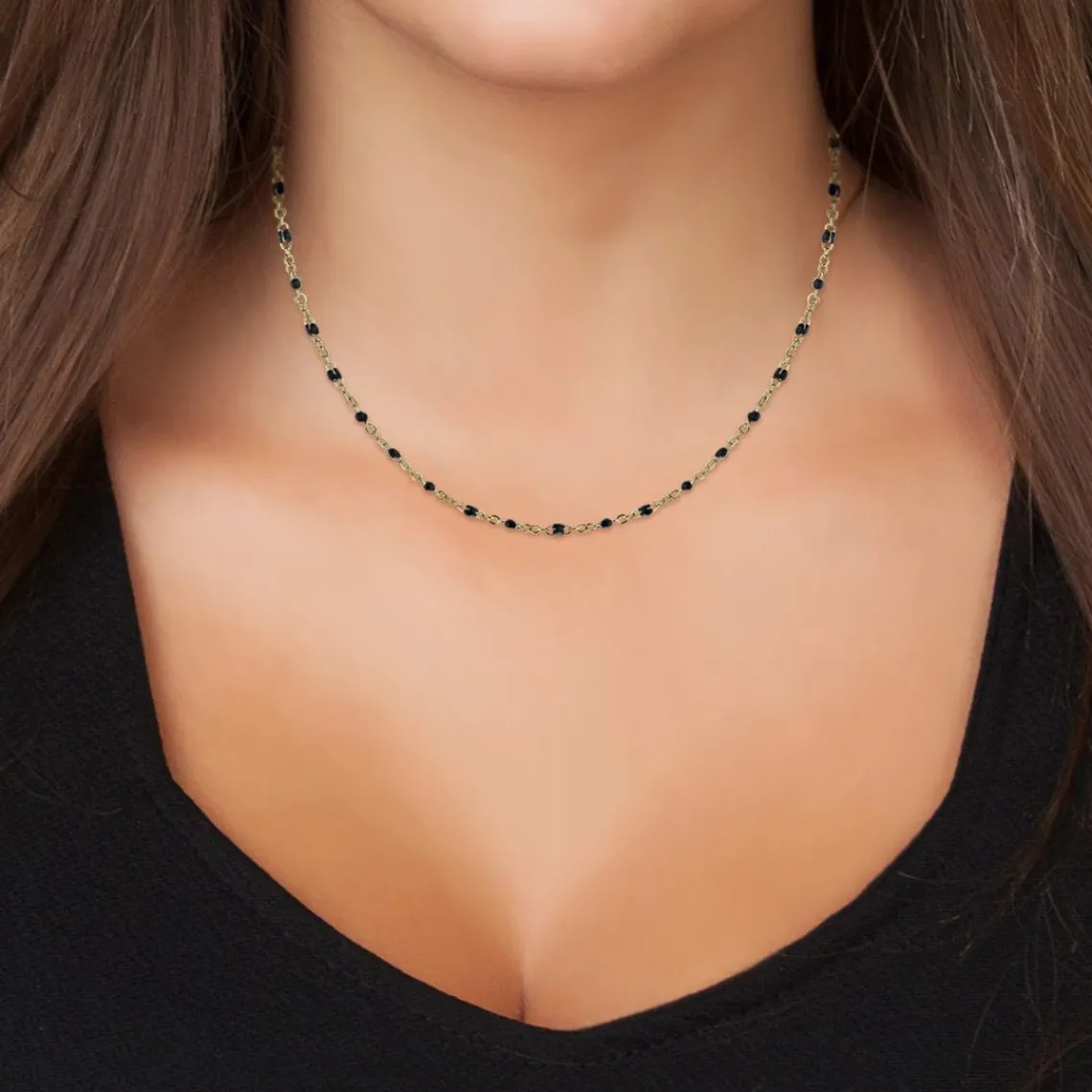 Angèle M Bijoux Collier femme Angèle M B2394-NOIR | Femme Collier Et Pendentif