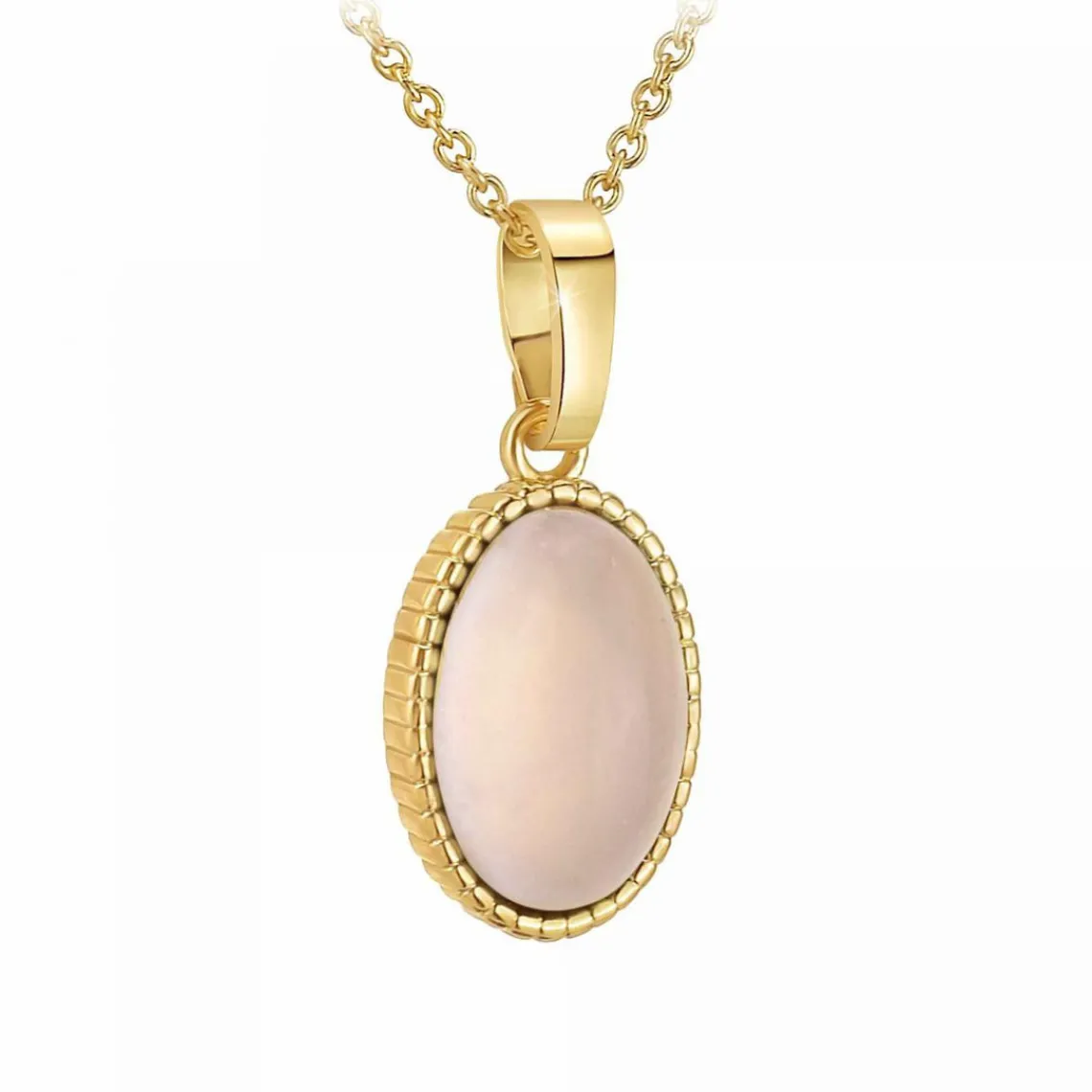 Angèle M Bijoux Collier femme Angèle M B2458-ROSE-QUARTZ - Métal Doré | Femme Collier Et Pendentif