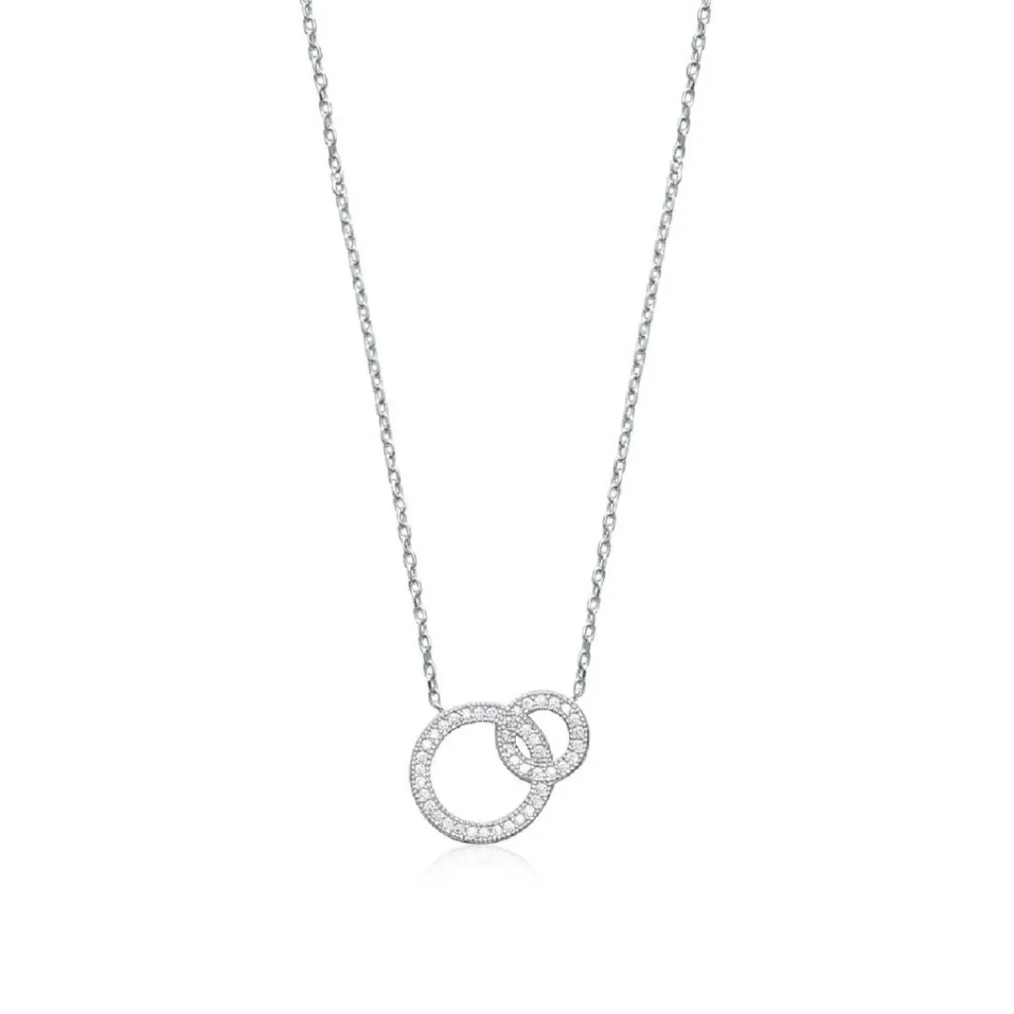 Maison de la Bijouterie Collier femme argent rhodié blanc serti griffe double cercle - VWZ5ZY45 | Femme Collier Et Pendentif