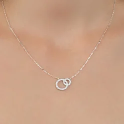 Maison de la Bijouterie Collier femme argent rhodié blanc serti griffe double cercle - VWZ5ZY45 | Femme Collier Et Pendentif