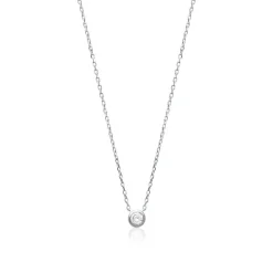 Maison de la Bijouterie Collier femme argent rhodié blanc serti clos serti classique - VWZ4W040 | Femme Collier Et Pendentif