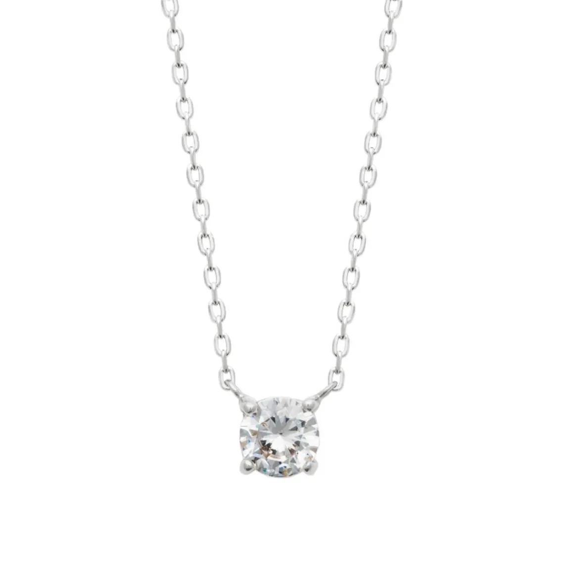 Maison de la Bijouterie Collier femme argent rhodié blanc serti griffe serti griffe classique - VWZ00Y45 | Femme Collier Et Pendentif