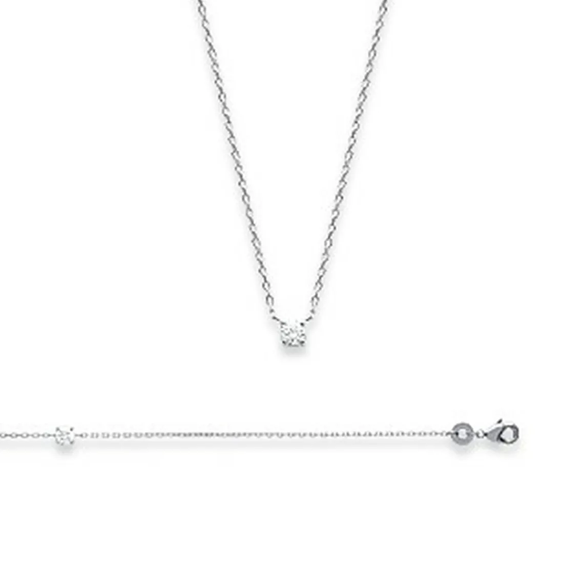 Maison de la Bijouterie Collier femme argent rhodié blanc serti griffe serti griffe classique - VWZ00Y45 | Femme Collier Et Pendentif