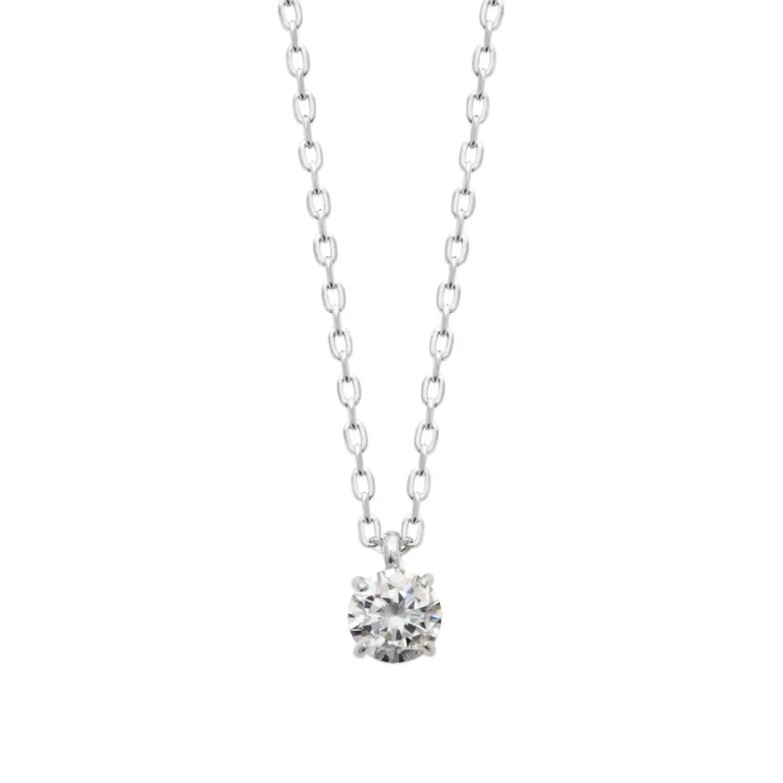 Maison de la Bijouterie Collier femme argent rhodié blanc serti griffe - VW30W545 | Femme Collier Et Pendentif
