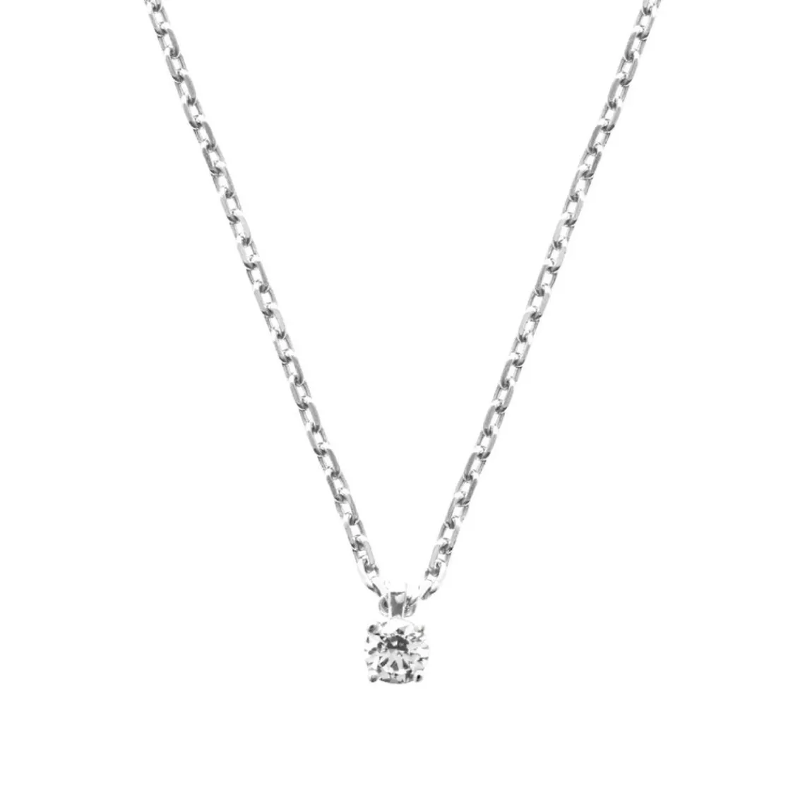 Maison de la Bijouterie Collier femme argent rhodié blanc serti griffe - VW30W345 | Femme Collier Et Pendentif