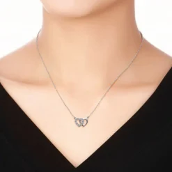 Maison de la Bijouterie Collier femme argent rhodié blanc serti griffe cœur - VWVZ004Y | Femme Collier Et Pendentif