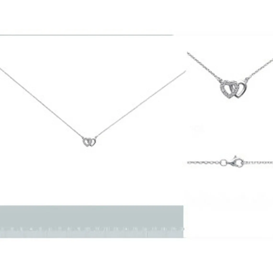 Maison de la Bijouterie Collier femme argent rhodié blanc serti griffe cœur - VWVZ004Y | Femme Collier Et Pendentif