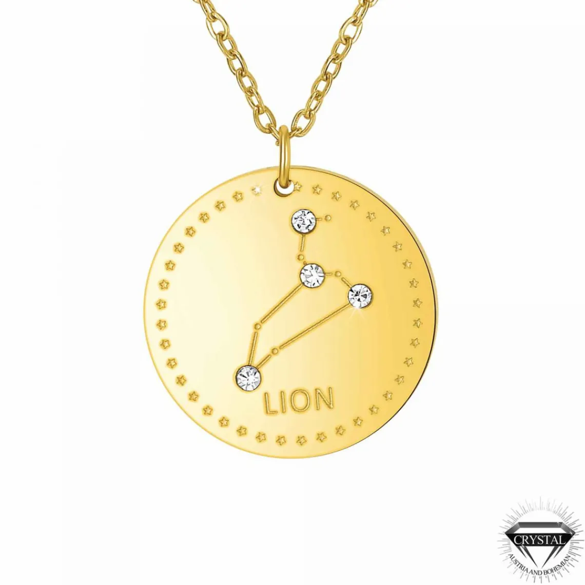 Athème Collier femme - B2449-LION Acier Doré | Femme Collier Et Pendentif