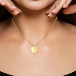 Athème Collier femme - B2449-LION Acier Doré | Femme Collier Et Pendentif